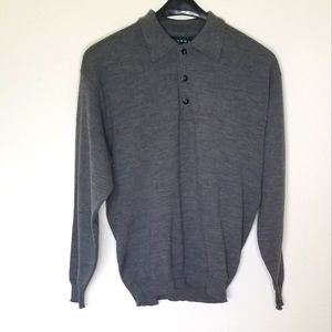 Tundra Canada 100% Merino Wool polo sweater Gray L